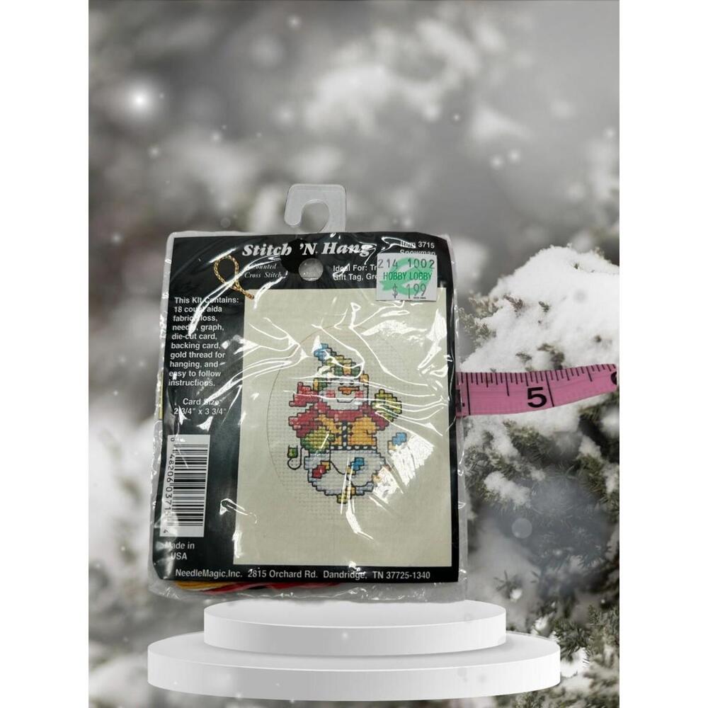 Stitch N Hang Ornament Cross Stitch Kit Snowman Design - Picture 3 of 4